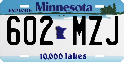 MN license plate 602MZJ