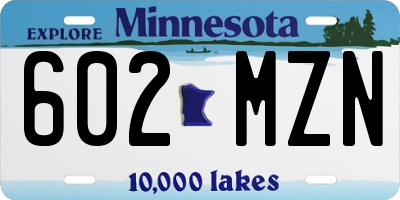 MN license plate 602MZN