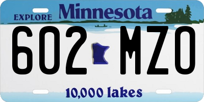 MN license plate 602MZO