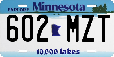 MN license plate 602MZT