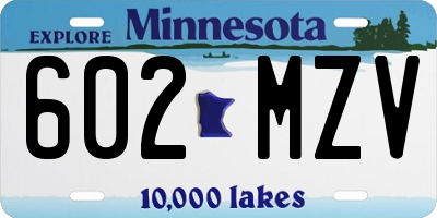 MN license plate 602MZV