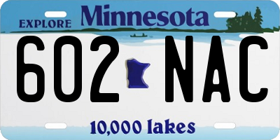 MN license plate 602NAC