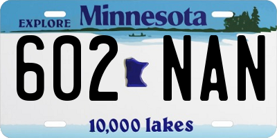 MN license plate 602NAN