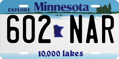 MN license plate 602NAR
