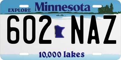 MN license plate 602NAZ