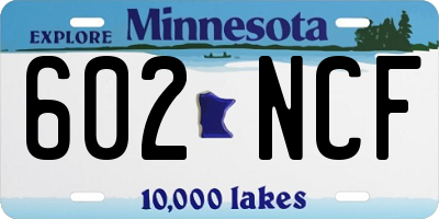 MN license plate 602NCF