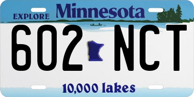 MN license plate 602NCT
