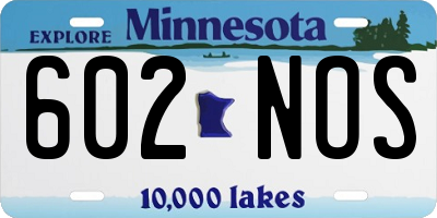 MN license plate 602NOS