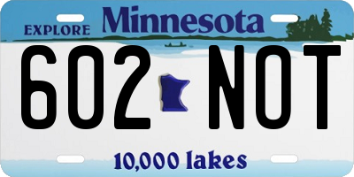 MN license plate 602NOT