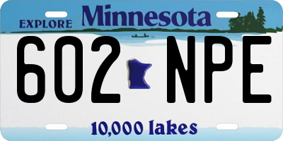 MN license plate 602NPE
