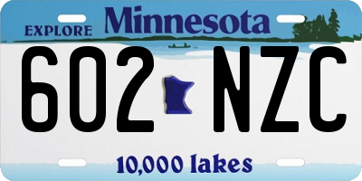 MN license plate 602NZC