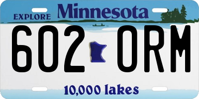 MN license plate 602ORM