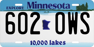 MN license plate 602OWS