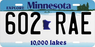 MN license plate 602RAE