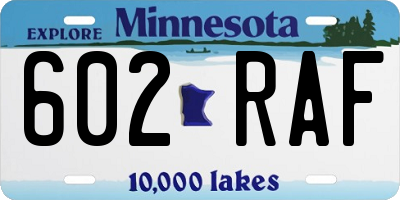 MN license plate 602RAF