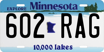 MN license plate 602RAG