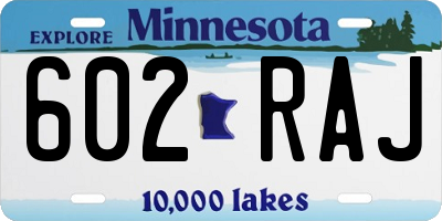 MN license plate 602RAJ