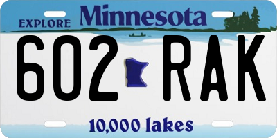 MN license plate 602RAK