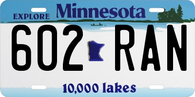 MN license plate 602RAN