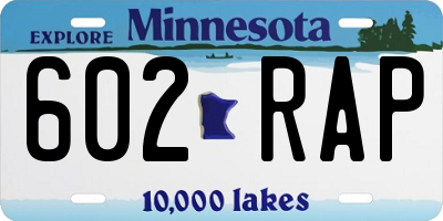 MN license plate 602RAP