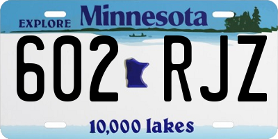 MN license plate 602RJZ