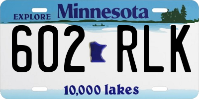 MN license plate 602RLK