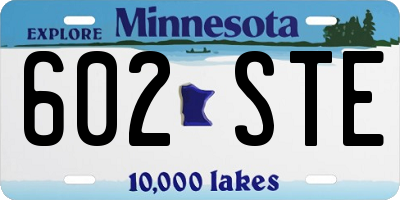 MN license plate 602STE