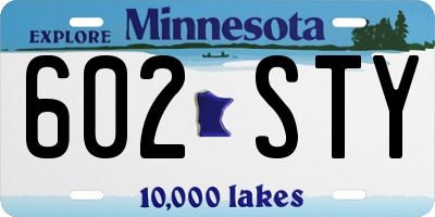 MN license plate 602STY
