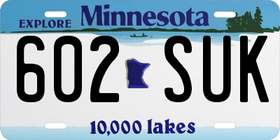 MN license plate 602SUK