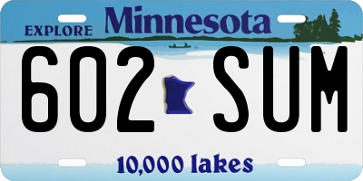 MN license plate 602SUM
