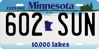 MN license plate 602SUN