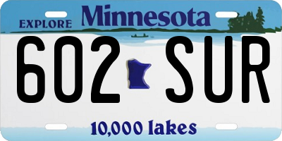 MN license plate 602SUR