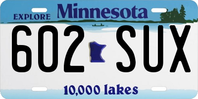 MN license plate 602SUX