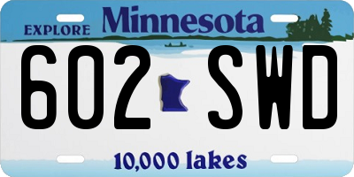MN license plate 602SWD