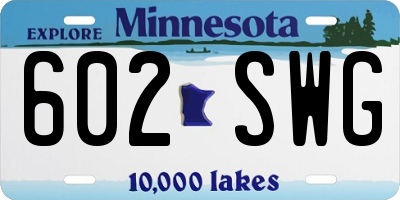 MN license plate 602SWG