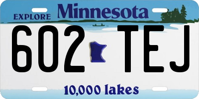 MN license plate 602TEJ
