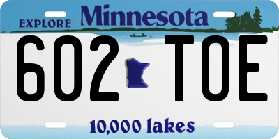 MN license plate 602TOE