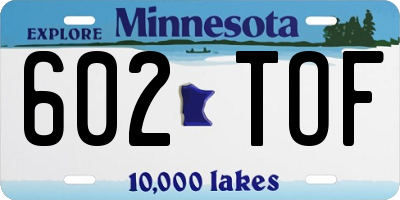 MN license plate 602TOF