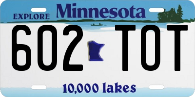 MN license plate 602TOT