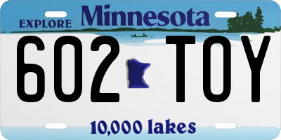MN license plate 602TOY