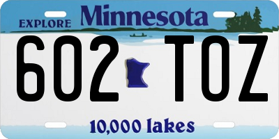 MN license plate 602TOZ