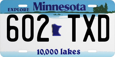 MN license plate 602TXD