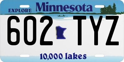 MN license plate 602TYZ