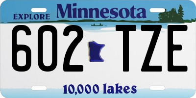 MN license plate 602TZE