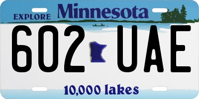 MN license plate 602UAE