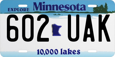 MN license plate 602UAK