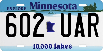 MN license plate 602UAR