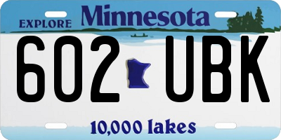 MN license plate 602UBK