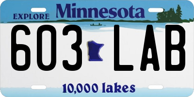 MN license plate 603LAB