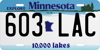 MN license plate 603LAC